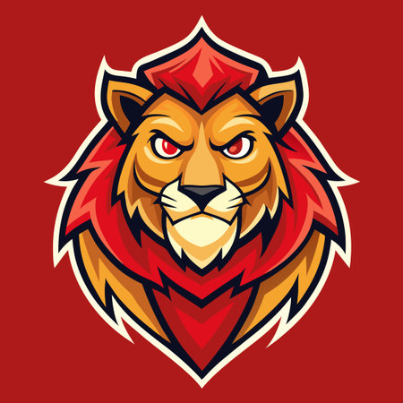 Majestic Vector Lion Mascot Cartoon Illustration with Bold Lines and Vibrant Colorsのイラスト素材