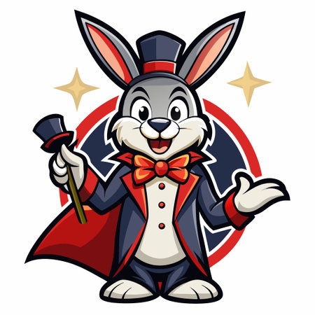 Intriguing Vector Illustration of a Mysterious Rabbit Magician Mascot Mascotのイラスト素材