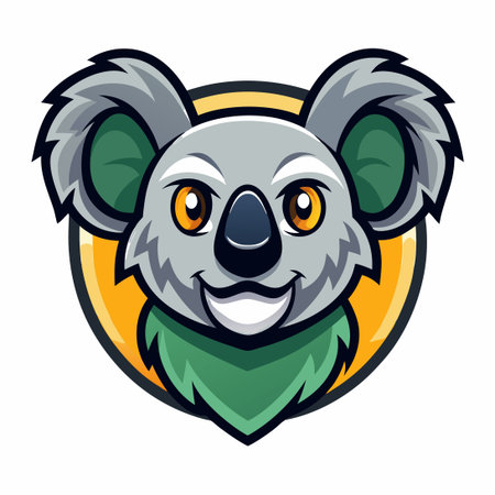 Minimalistic Vector Logo Illustration of a Koala in a Simple Mascot Styleのイラスト素材