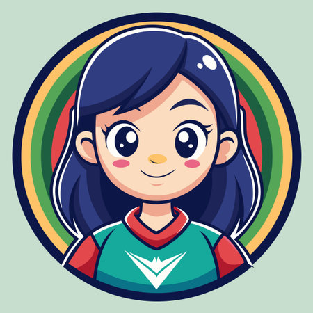 Cute Cartoon Girl Mascot with Vector Logo Illustration