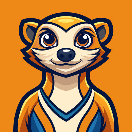 Cheerful Meerkat Mascot Cartoon Character with Vector Logo Illustrationのイラスト素材