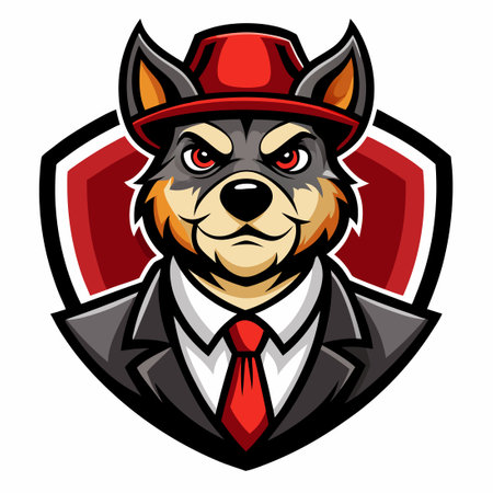 Mafia Dog Mascot Cartoon Illustration Wearing Fedora and Cigarのイラスト素材