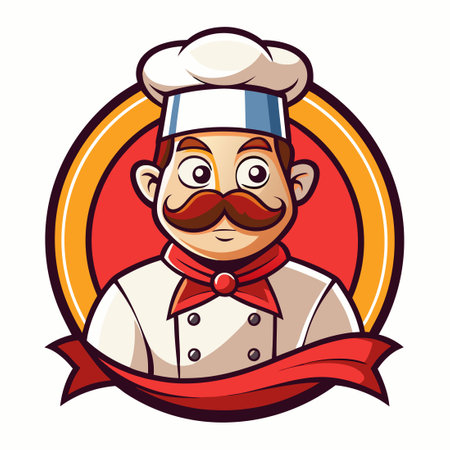 Vector Logo Illustration of a Master Chef Cartoon Mascot Character Cookingのイラスト素材