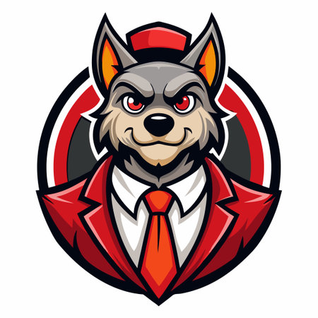 Vector Logo Illustrating a Cartoon Mafia Dog Mascot with a Cigarroのイラスト素材
