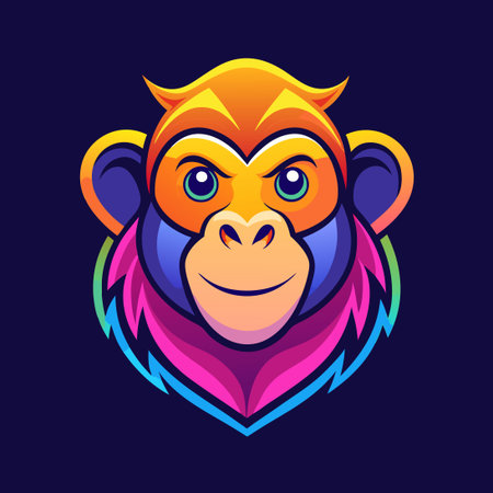 Vibrant and Gradient Monkey Vector Illustration with Multicolored Huesのイラスト素材