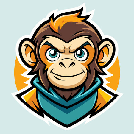 Cartoon Monkey Mascot Vector Logo Illustration with Stylized Design