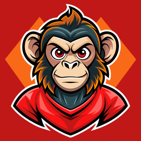Energetic Monkey Mascot with Vector Logo Design in Cartoon Styleのイラスト素材