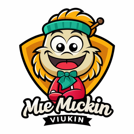 Adorable Mie Muchkin Cat Cartoon Character with Vector Logo Illustrationのイラスト素材