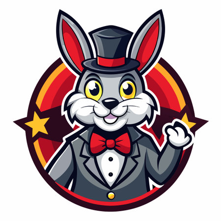 Captivating Cartoon Vector Illustration of a Magician Rabbit Character with a Top Hatのイラスト素材