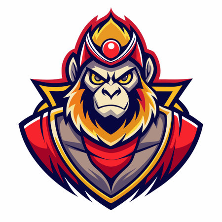 Playful Monkey King Mascot Cartoon Character Illustration in Vector Formatのイラスト素材