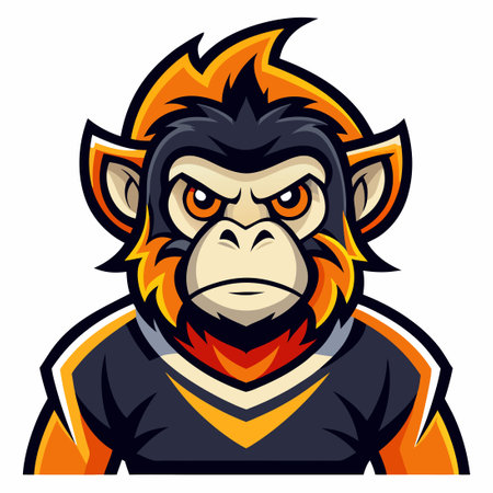 Minimalist Monkey Mascot Logo Illustration in Simple Styleのイラスト素材