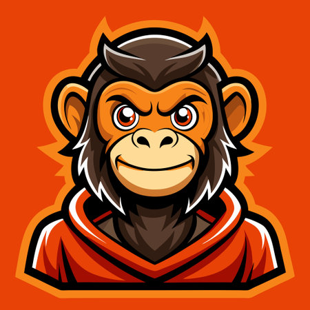 Playful Cartoon Monkey Mascot Illustration with Vector Logoのイラスト素材