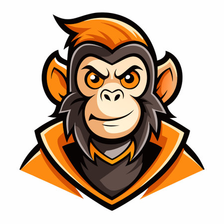 Playful Monkey Mascot with Vector Logo Illustration Styleのイラスト素材