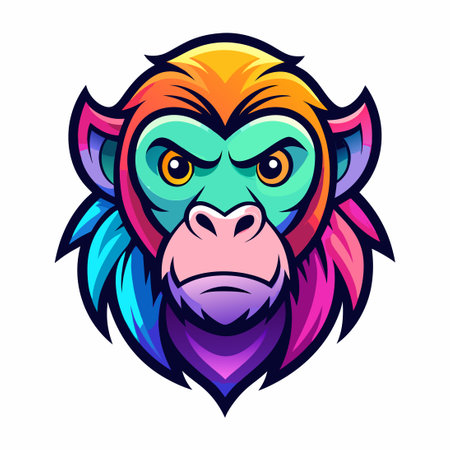Colorful Gradient Vector Illustration of a Monkeyのイラスト素材