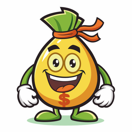 Mascot Cartoon of a Money Bag with Vector Logo Illustrationのイラスト素材