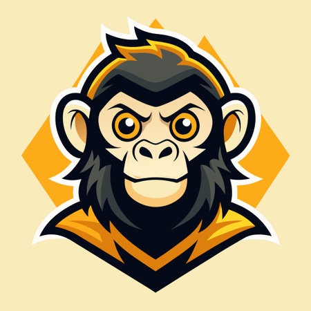 Minimalist Monkey Mascot Emblem with Clean Lines and Bold Designのイラスト素材