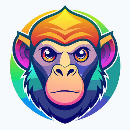 Colorful Monkey Gradient Vector Logo Illustration for Creative Design Projectsのイラスト素材