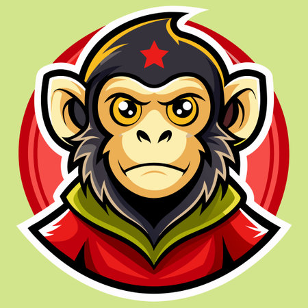 Amusing Cartoon Illustration of a Monkey Mascot with a Stylized Vector Logo Designのイラスト素材