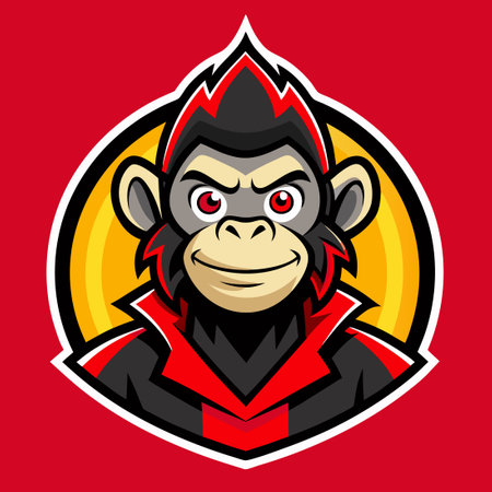 Vector Logo Illustration of a Cute Monkey Mascot in a Simple Stylized Designのイラスト素材