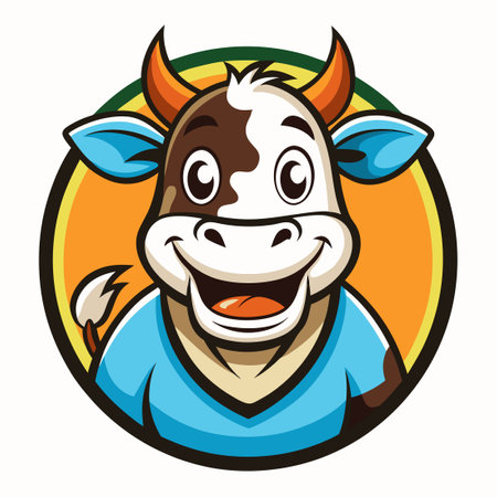 Captivating Vector Logo Illustration of a Cartoon Milk Cow Mascotのイラスト素材