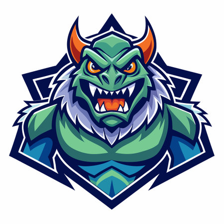 Spooky Vector Monster Illustration with Cartoonish Expression and Sharp Teethのイラスト素材