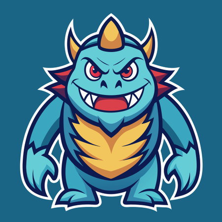Fierce Monster Mascot Vector Logo Illustration with Simplified Designのイラスト素材