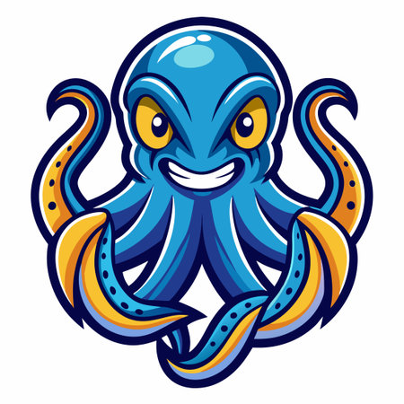 Cartoon Octopus Mascot with a Vector Logo Illustrationのイラスト素材