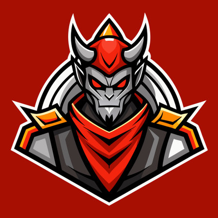 Simplified Vector Illustration of an Oni Knight Character Mascotのイラスト素材