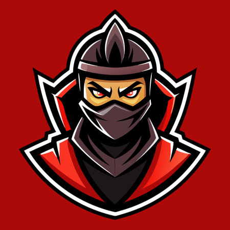 Simple Ninja Mascot Vector Illustration with Modern Silhouette Designのイラスト素材