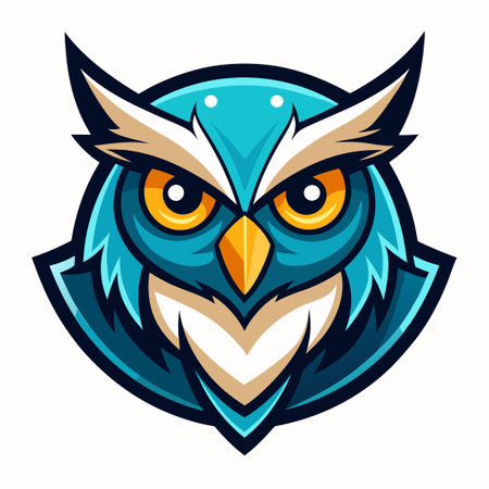 Cartoon Mascot Owl with Intense Gaze and Vector Logo Illustrationのイラスト素材