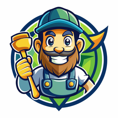 Cartoon Mascot Character of a Painter with a Vector Logo Illustrationのイラスト素材