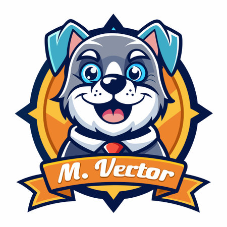 Vector Logo Illustration of Mr. Puppy Mascot with a Stylish Hatのイラスト素材