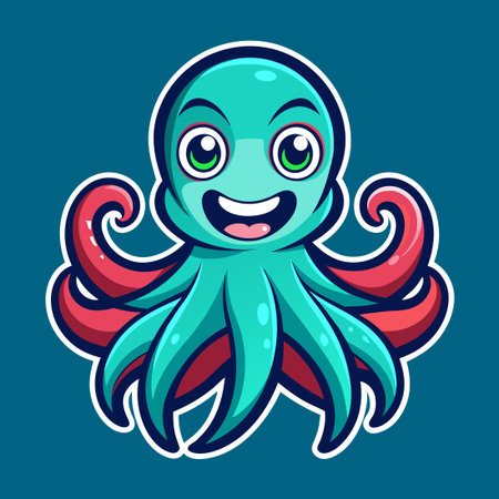 Cartoonish Vector Illustration of a Mascot Octopus Characterのイラスト素材