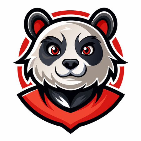 Adorable Cartoon Panda Mascot with a Playful Expression and a Stylized Vector Logoのイラスト素材