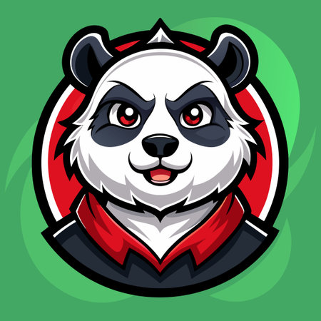 Cute and Playful Panda Mascot Cartoon Illustration in Vector Formatのイラスト素材