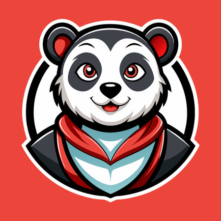 Vector Logo Illustration of a Cartoon-Styled Panda Mascotのイラスト素材