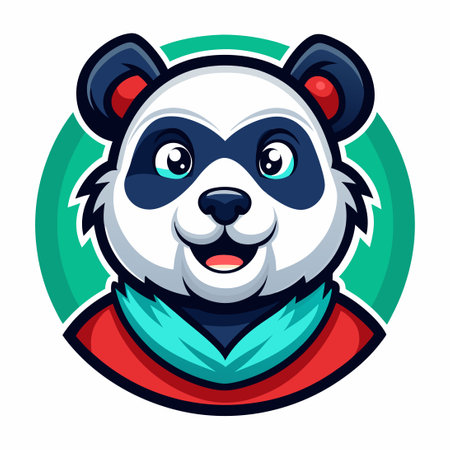 Adorable Vector Cartoon Illustration of a Panda Mascot with a Unique Artistic Styleのイラスト素材
