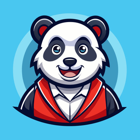 Adorable Cartoon-Style Vector Logo Illustration of a Panda Mascotのイラスト素材