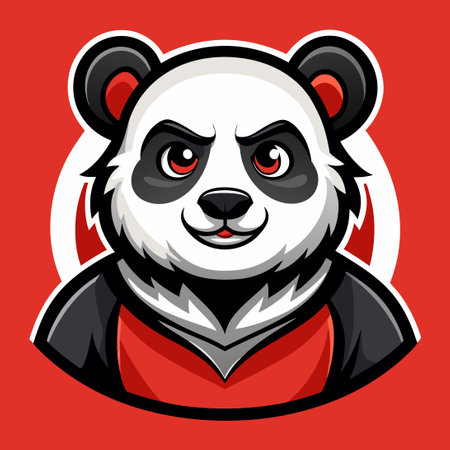 Cartoon-Style Vector Illustration of a Panda Mascot Characterのイラスト素材
