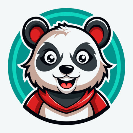 Adorable Vector Panda Mascot Cartoon Illustration in Stylish Designのイラスト素材