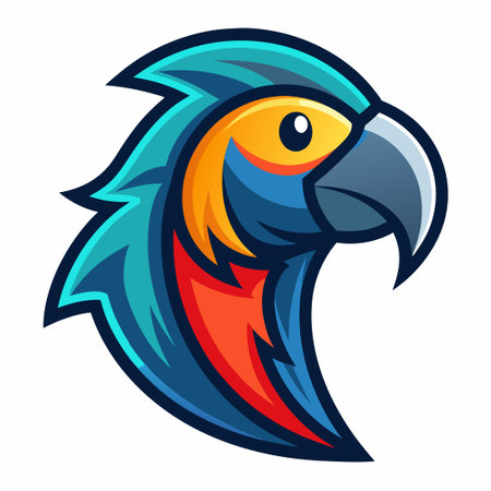 Vector Illustration of a Simple Mascot-Style Parrot Logoのイラスト素材