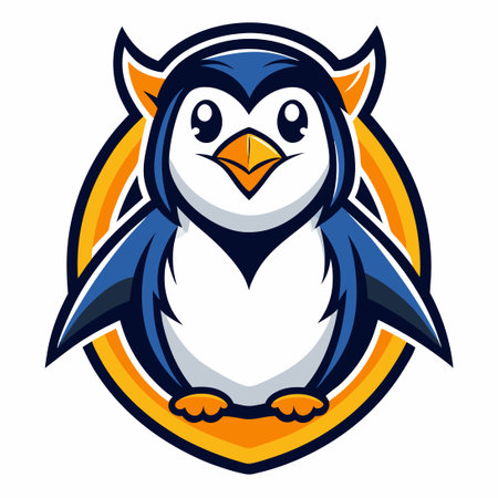 Adorable Cartoon Penguin Mascot with Stylized Vector Logo Illustrationのイラスト素材