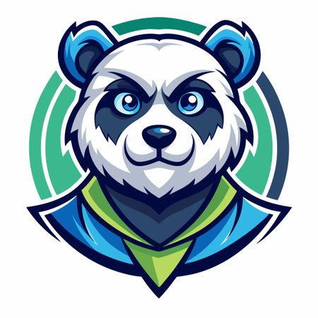 Vector Logo Illustration of a Cartoon-Style Panda Mascotのイラスト素材