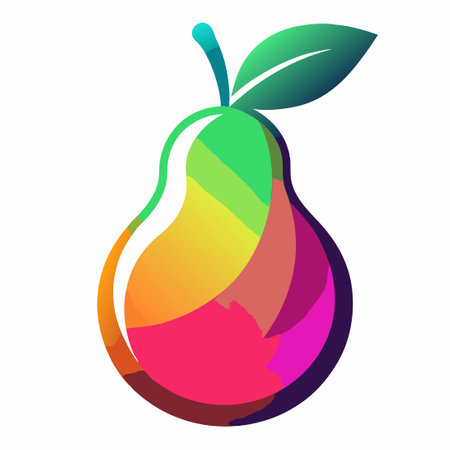 Gradient Vector Logo Illustration of a Colorful Pear with Stemのイラスト素材