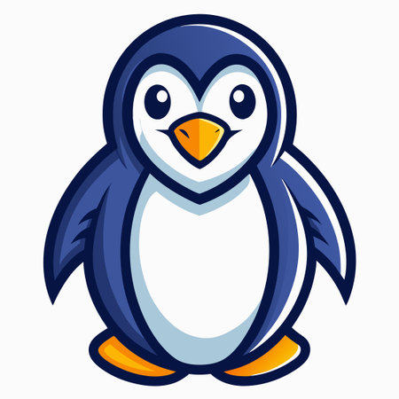 Minimalist Vector Illustration of a Friendly Penguin Mascotのイラスト素材