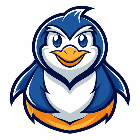 Vector Cartoon Mascot Illustration of a Cool Penguin in a Black Suitのイラスト素材