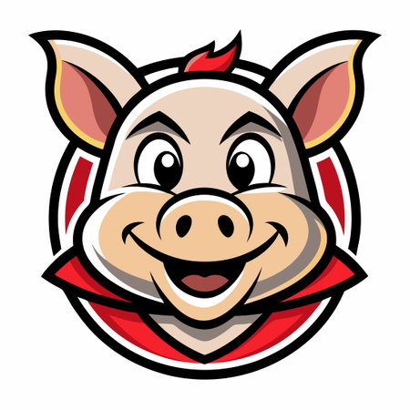 Cute and Simple Pig Mascot Logo Illustration in Vector Formatのイラスト素材