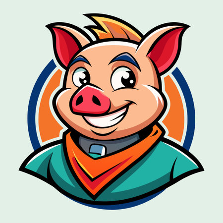 Adorable Piggy Mascot Cartoon in Vector Logo Illustration Designのイラスト素材