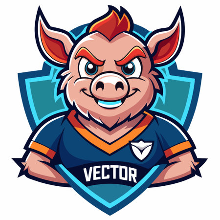 Vector Logo Illustration of Piggo Mascot in Cartoon Styleのイラスト素材