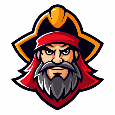 Swashbuckling Pirate Mascot with Sword and Eye Patch in Vector Illustrationのイラスト素材